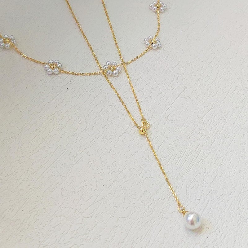 Partm Pearl Necklace for Women Trendy 14K Gold Plated Dainty Pearl Pendant Choker Set Handmade Pearl Gold Necklace Non Tarnish Simple Cute Jewelry Gifts for Women - Image 5